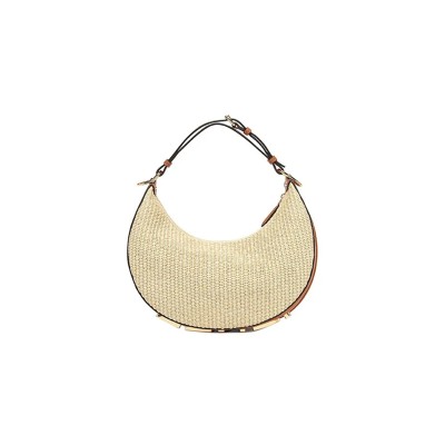 FENDI SMALL HANDBAG FENDIGRAPHY STRAW SHOULDER BAG 8BR798ANWBF1L27 (29*24.5*10cm)